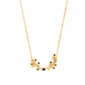 Detail of branch shaped necklace with black zircon stones on a gold chain - Olive Leaf Stainless Steel Necklace - Black
