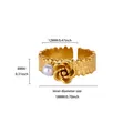 Detail shot of golden flower pearl ring with 8mm width and adjustable opening - Adjustable / Rose Flower Pearl Style (G128619)