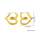 Minimalist gold hollow heart-shaped hoop earrings for women in polished stainless steel - 3D Hollow Heart Hoop Style (EXRGE0172)