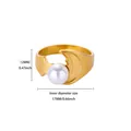 Detailed view of adjustable star and moon pearl ring with size markings 12mm and 17mm - Star and Moon 12mm Artificial Pearl Style (G10278665)