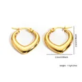 Orecchini a cerchio a cuore in acciaio inossidabile dorato lucido da 2,5 cm per 2,3 cm - Stile Cerchio Cuore Pieno 3D (EXRGE0165)
