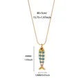 Detailed view of ocean-style enamel fish pendant necklace with size dimensions in cm - Blue White Enamel Fish (G127489G-2)