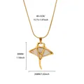 Close-up of golden manta ray pendant with white shell inlay on a fine snake chain - White Mother of Pearl Manta Ray (G127364G-1)