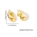 Minimalistische vergoldete Tropfenohrringe für Damen mit unregelmäßigem Metalldesign - Gold Stromlinien Stil (0535)