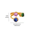 Detail view of 18K gold ring showing dimensions of 15mm height and 17mm inner diameter - Three-Color Round Zirconia Open Style (G1278451-S) / Gold