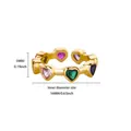 Anello aperto in oro 18K con zirconi a cuore multicolore, larghezza 5MM e diametro 16MM - Stile ad Intarsio di Zirconi a Cuore Colorato Avvolgente (G1278582G-4) / Oro