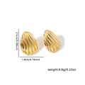 Elegante goldene fächerförmige Edelstahl-Ohrstecker mit strahlender Rillenstruktur - Fächer Texturiert Stil (0539)