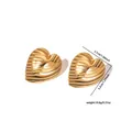 Orecchini a cuore in oro testurizzato in acciaio inossidabile con finitura a onde elegante - Stile Cuore 3D Texture Ondulata (EXRGE0333)