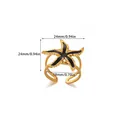 Detailed size chart of starfish open ring showing 24mm outer and 18mm inner diameter - Black Starfish Style (G128317G-2)