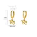 Detail showing dimensions of 18K gold plated Eye of Horus hoop earrings with measurements - Eye of Horus Style (G126344) / Gold