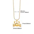Detailed dimension guide for golden crab pendant necklace with 40+5cm adjustable snake chain - Gold Crab (N07277)