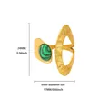 Detailed view of irregular hammered texture gold ring with green malachite stone inlay - Hollow Oval Green Stone Style (G129117)