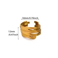 Detailed dimension chart of the gold adjustable wing-style ring with 12mm height - Multi-layer Wavy Wrapped Style (G129128)