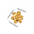 Detail showing dimensions of gold flower wing ring with 27mm diameter and polished finish - Polished Mirror Flower Style (G128929)