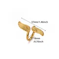 Detail view of gold wing ring dimensions showing 37mm width and 18mm inner diameter - Feather Wings Style (G129124)