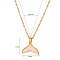Pink whale tail pendant necklace in gold finish with 38+7cm adjustable chain - Pink Marble Pattern Whale Tail (G126350)