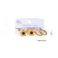 Three-piece gold stainless steel earring set with star bead and flower studs - Floral Gold Style (EXRGE0430)