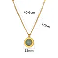 Detail showing 12mm green stone pendant on a 40 plus 5cm gold chain with dimension labels - Round Light Green Gemstone Style (N06975G) / Gold-Light Green (N06975G)