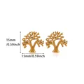 Detail view of tree-shaped 18K gold plated earrings with exact size measurements - Tree of Life Style (G126331) / Gold