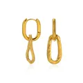 Dettaglio degli orecchini in acciaio placcato oro 18K con texture martellata a mano - Orecchini Pendente Ovale Martellato (G123507)