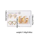 Ensemble de trois boucles d'oreilles en acier inoxydable avec chiffres romains dorés - Boucles d'oreilles triangle géométrique 0968