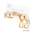 Lot de trois paires de boucles d'oreilles en acier doré avec pendentifs cœur et puces - Ensembles pendentif cœur 0306