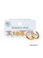 Ensemble de trois boucles d'oreilles en acier inoxydable avec cristaux bleus - Ensembles à strass fleurs 0448