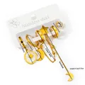 Parure de boucles d'oreilles dorées en acier inoxydable avec étoiles et lunes - Parure boucles d'oreilles lune à franges en acier titane 0061