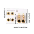 Ensemble de boucles d'oreilles en acier titane doré avec chiffres romains et fleurs - Boucles d'oreilles disque rond 0962