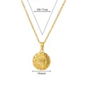 Detail view of 16mm gold Eye of Horus coin pendant with 38+7cm stainless steel chain - Gold Eye of Horus Style (G086123)
