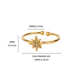Detailed dimension view of gold vintage sun ring with zirconia and 18mm inner diameter - Stainless Steel / Octagram Burst Style (G128235)