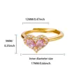 Detail view of 18K gold plated heart ring with dimensions 12mm width and 9mm height - Pear Cut Zirconia Heart Splicing Style (G257544G-2)