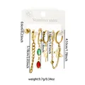 Set de boucles d'oreilles dorées en acier titane avec chiffres romains et breloques - Ensembles de boucles d'oreilles chaîne goutte d'eau 0851