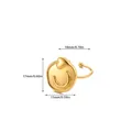 Detailed measurement view of a gold lava textured ring with dimensions 17mm by 15mm - Lava Texture Heart Smile Style (G128390)