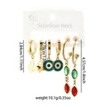 Lot de trois paires de boucles d'oreilles en titane doré, papillon et œil - Boucles d'oreilles disque rond en zircone 0852