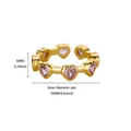 Detailansicht des 5mm pinkfarbenen Zirkonia-Rings mit 18K Vergoldung und 16mm Innendurchmesser - Verbundenes Herz Krallenfassung Kristall Stil (G258582G-1)