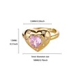 Detail der Maße des 18K vergoldeten Rings mit rosa Herz-Zirkon-Stein-Besatz - Sternstrahlen-Anordnung Strass Herz Rosa Hauptstein Stil (G258861)