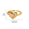 Detailansicht der Maße für verstellbaren rosa Herzring mit hochwertiger 18K Vergoldung - Strukturierter Metallrand Emaille Stil (G258157)