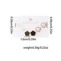 Lot de trois paires de boucles d'oreilles en titane avec perles et fleurs noires - Ensembles de boucles d'oreilles fleur et cœur 0972