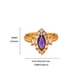 Detailed macro view showing the 17MM inner diameter and 16MM height of the purple heart ring - Vintage Purple Marquise Stone Style (G258903G)