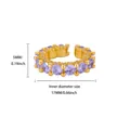Detailed size chart of the 18K gold plated ring with purple zircon stones measurement - Pave Lavender Gemstone Style (G257596G-2)