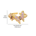 Detailed size view of an 18K gold plated ring with purple bow zircon and enamel - Enamel Butterfly Asymmetric Style (G258043)