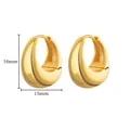 Detailed view of 16mm gold chunky hoop earrings with high polish finish and oval teardrop shape - Thickened Water Drop Hoop Style (G254085)