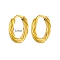 Detail of 18K gold plated huggie earrings with spiral texture and 12mm inner diameter - Spiral Texture Huggie Style (G254133-s)