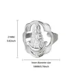 Silver religious cross ring with detailed Virgin Mary engraving and open band - Silver