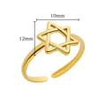 Star of David open ring in 18K gold plated stainless steel with adjustable band - Gold