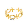 18K gold plated stainless steel open ring with 6mm feminine cross symbol pattern - Female Symbol Style (G125645) / Gold