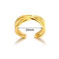 Detail shot of golden 20mm minimalist multi-layer intertwined open ring design - Multi-layer Intertwined Style (6186)