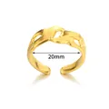 Detailed top view of an 18k gold plated open ring showing 20mm inner diameter size measurement - Chain Hollow Style (6205)