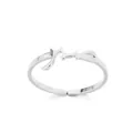 Detailed macro view of silver adjustable ring featuring Arabic calligraphy for Love - Arabic Letter Style (6086) / Silver